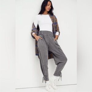 Free People One Billie Pants High-Waist Joggers With Side Ties Gray Size XS